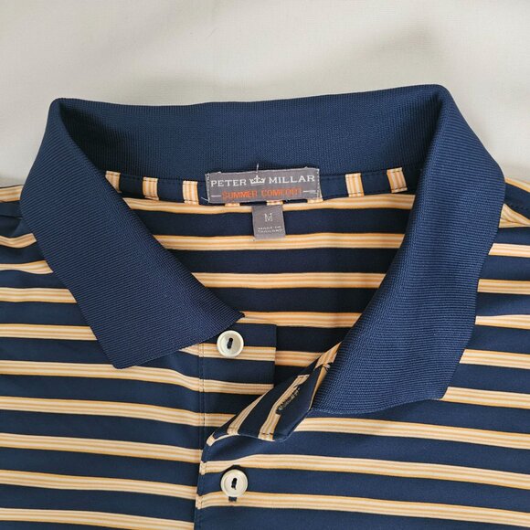Peter Millar Summer Comfort Striped Collared Short Sleeve Polo Shirt Size Medium - Picture 7 of 11